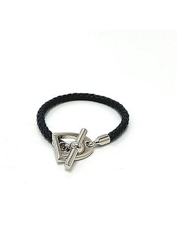 Hermès HERMES Hermes Leather Bracelet "Etrier" Etrier Accessory SS Women's Silvery Black (view 1)