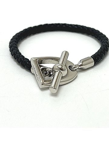 Hermès HERMES Hermes Leather Bracelet "Etrier" Etrier Accessory SS Women's Silvery Black (view 2)