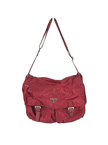 Prada PRADA Triangle Logo Backpack Bag (Burgundy/Red) - Men's &amp; Women's Nylon Plate (view 1)