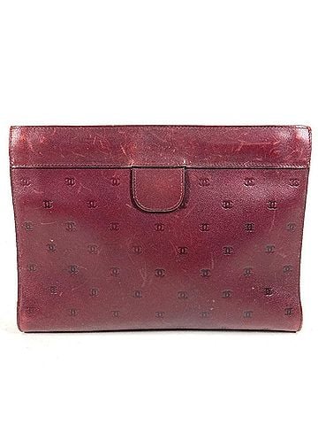 Chanel CHANEL Vintage Logo All-Over Print CC Coco Mark Second Bag Handbag Pouch Clutch Leather Women's Wine Red (view 1)