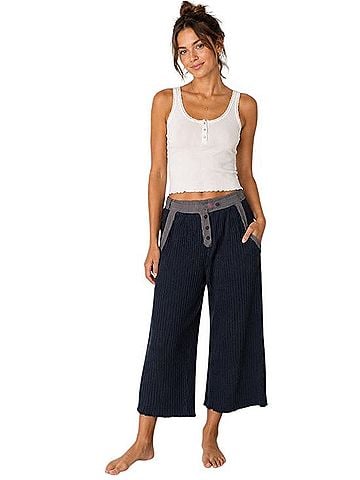 Free People Waffle Knit Grunge Cropped Lounge Pants Casual Pants (view 2)