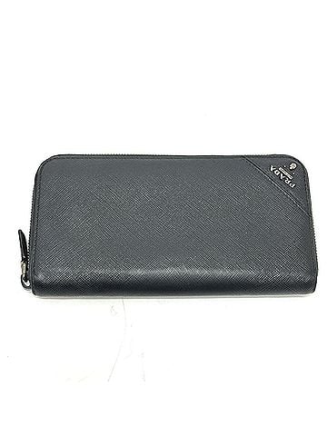 Prada PRADA 2M317 Lettering Logo Round Zip Long Wallet Saffiano Leather Men's Black (view 1)