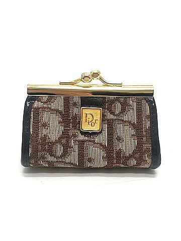 Christian Dior Christian Dior Dior Trotter pattern logo vintage coin purse/wallet, canvas, brown, women's. (view 1)