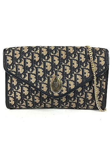 Christian Dior Christian Dior Dior Vintage Trotter Logo Shoulder Bag, Flap 2-Way Clutch Leather, Canvas, Women's, Navy (view 1)