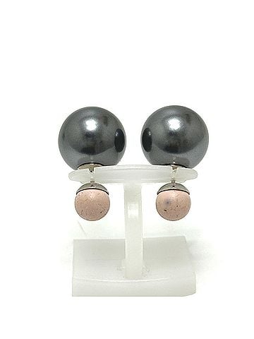 Christian Dior Christian Dior Dior Tribal Ball Pearl Hoop Earrings, Women's, Silver x Pink (view 2)