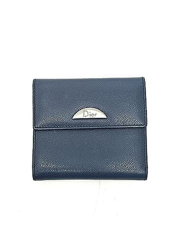 Christian Dior Christian Dior Dior logo bi-fold wallet, leather, women's, navy (view 1)