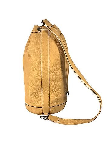 Hermès HERMES Hermes H-punched logo drawstring lunch bag shoulder Taurillon Clemence leather men's and women's yellow beige (view 2)