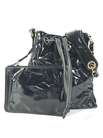 Chanel CHANEL Vintage Drawstring Bag CC Coco Mark Logo Chain Crossbody Handbag with Pouch Shoulder Enamel Black Men's Women's (view 2)