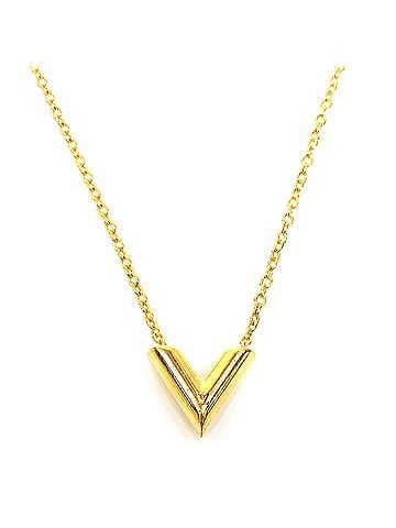 Louis Vuitton Louis Vuitton Essential V Metal Necklace, Gold, Women's, M51083 r11343k (view 1)