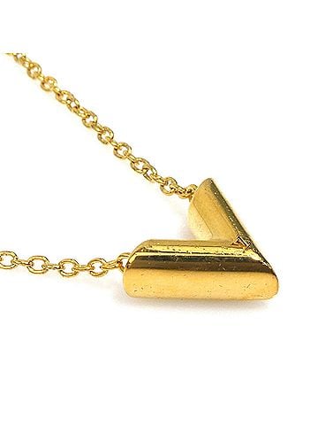 Louis Vuitton Louis Vuitton Essential V Metal Necklace, Gold, Women's, M51083 r11343k (view 2)