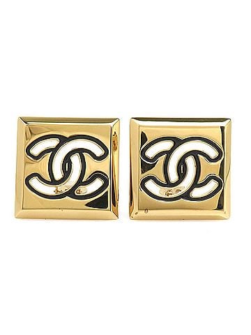 Chanel Chanel earrings, metal, gold, black, women's, r11340i (view 1)