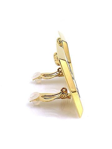 Chanel Chanel earrings, metal, gold, black, women's, r11340i (view 2)