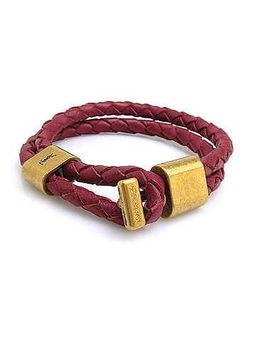 Saint Laurent Saint Laurent SAINT LAURENT Bracelet, Leather, Wine Red, Women's, r11338a (view 1)