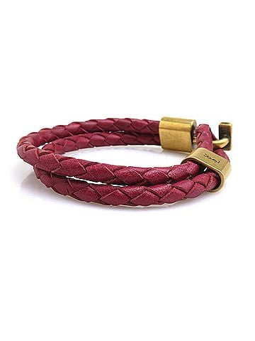 Saint Laurent Saint Laurent SAINT LAURENT Bracelet, Leather, Wine Red, Women's, r11338a (view 2)