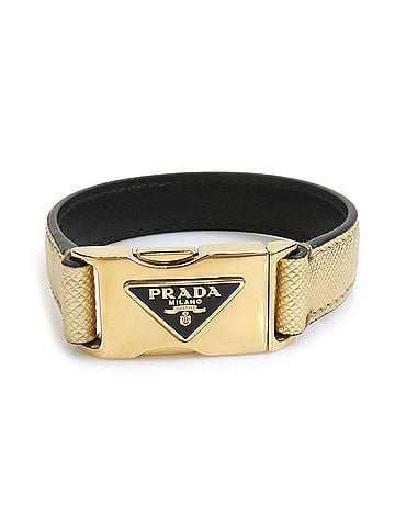 Prada Prada PRADA Bracelet Leather Metal Gold Men's Women's r11335k (view 1)