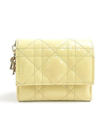 Christian Dior Christian Dior Lady Lotus Wallet Tri-fold Wallet, Patent Leather, Yellow, Women's (r11330a) (view 1)