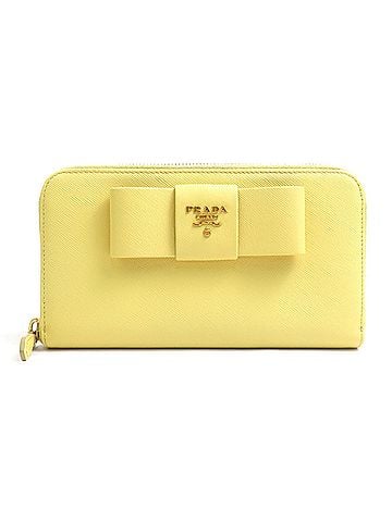 Prada Prada PRADA Round Zip Long Wallet Leather Yellow Women's r11329a (view 1)