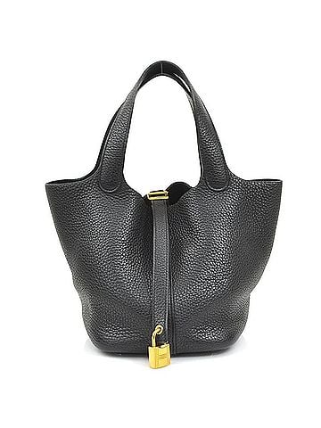Hermès Hermes Picotin Lock PM 18 Handbag, Taurillon Clemence Leather, Black &amp; Gold, Women's, 90269k (view 1)