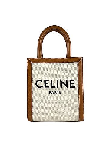 Céline Celine CELINE Shoulder Bag Mini Vertical Cabas Canvas Leather Brown Ivory Women's z10498 (view 1)