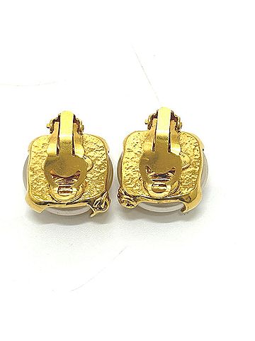 Chanel CHANEL Vintage Faux Pearl Earrings, Pearl, Women's, White x Gold (view 2)