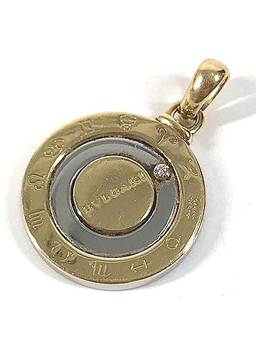 Bvlgari BVLGARI 18K Gold 1PD Diamond Horoscope Logo Combination Necklace Accessory Jewelry Pendant Top Stainless Steel Men's Women's (view 1)