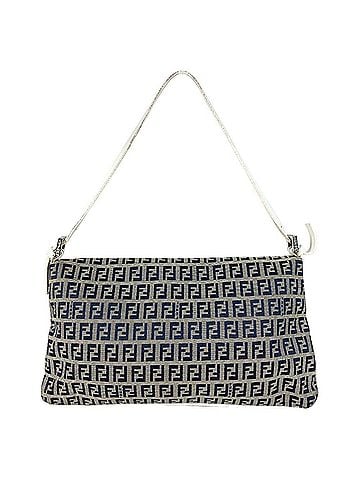 Fendi FENDI Zucchino Logo Flap Bag, Handbag, Shoulder Leather, Canvas, Men's, Women's, Navy (view 2)