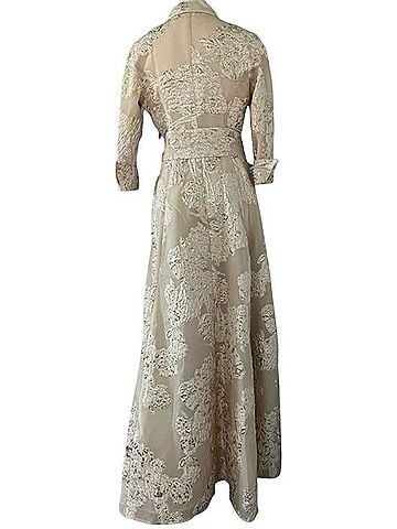 Teri Jon by Rickie Freeman Metallic Floral Jacquard Shirt Dress Gown Cocktail Dress (view 2)