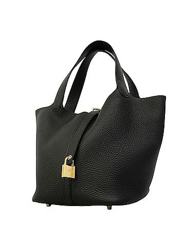 Hermès Hermes Picotin Lock MM handbag, Taurillon Clemence leather, black, K stamp, women's. (view 1)