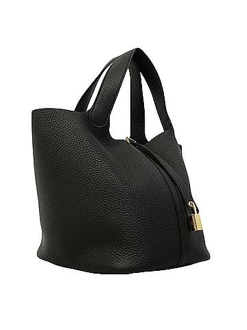 Hermès Hermes Picotin Lock MM handbag, Taurillon Clemence leather, black, K stamp, women's. (view 2)