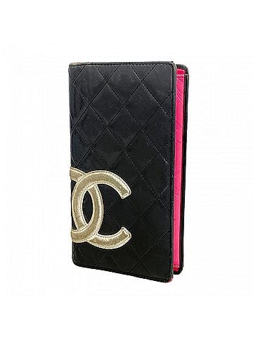 Chanel Chanel Cambon Lambskin Long Wallet, Black/White, Women's (view 1)
