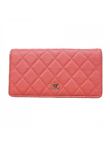 Chanel Chanel long wallet, Matelassé caviar leather, pink, women's. (view 1)