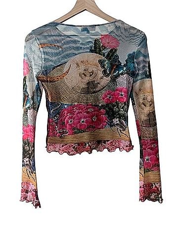 Desigual Mesh Cropped Slim Fastasy Top Long Sleeve Top (view 2)