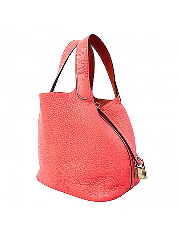 Hermès Hermes Picotin Lock Eclat PM handbag, Taurillon Clemence leather, Rose Azalee, Terre Batue, Y stamp, ladies'. (view 2)
