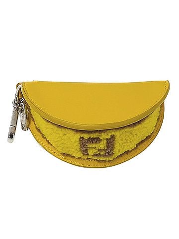 Fendi Fendi handbag/pouch for women, brand name, leather and wool, yellow, 7AR706, taco motif, yellow. (view 1)
