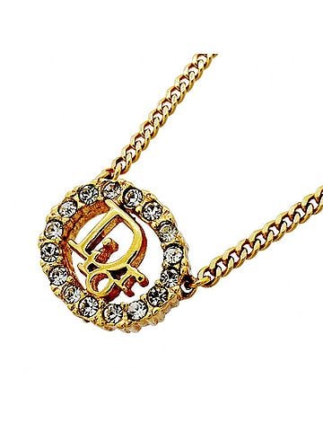 Christian Dior Christian Dior Necklace, Oval, GP Plated, Rhinestone, Gold, Women's (view 1)
