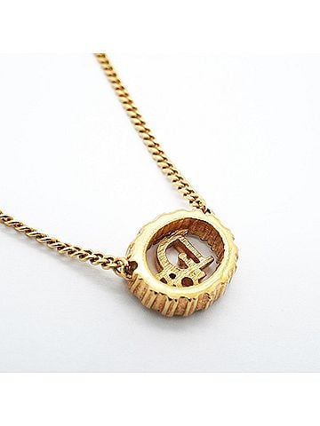 Christian Dior Christian Dior Necklace, Oval, GP Plated, Rhinestone, Gold, Women's (view 2)