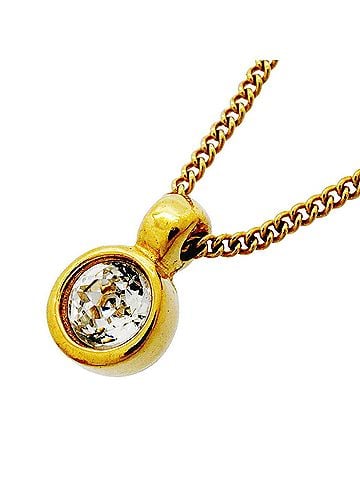 Christian Dior Christian Dior Necklace, GP Plated, Rhinestone, Gold, Women's (view 1)