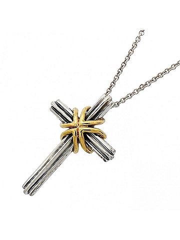 Tiffany & Co. Tiffany &amp; Co. Signature Cross Necklace, 18K Yellow Gold (KYG), Sterling Silver 925, Women's (view 1)