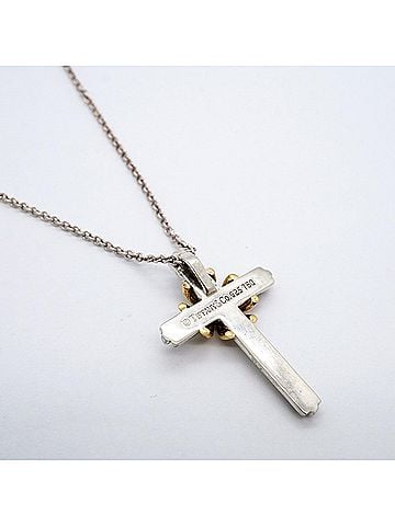 Tiffany & Co. Tiffany &amp; Co. Signature Cross Necklace, 18K Yellow Gold (KYG), Sterling Silver 925, Women's (view 2)