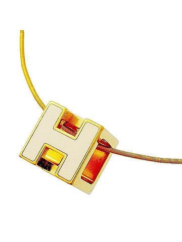 Hermès Hermes Cage d'H Necklace, GP Plated, Gold, White, Women's (view 1)