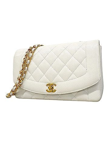 Chanel Chanel Diana Chain Shoulder Bag, Caviar Leather, White, Women's (view 1)