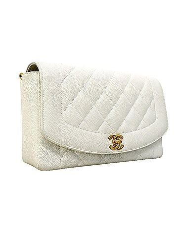Chanel Chanel Diana Chain Shoulder Bag, Caviar Leather, White, Women's (view 2)