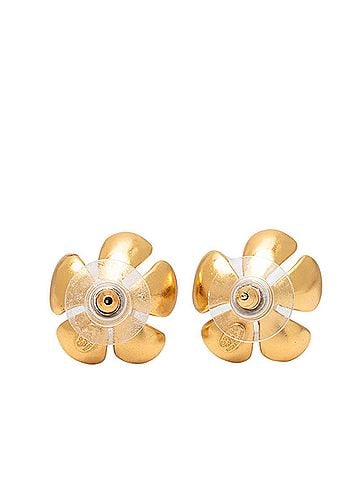 Chanel Chanel Coco Mark Stud Earrings Flower 03P Gold Plated Faux Pearl Women's CHANEL (view 2)