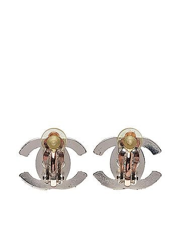 Chanel Chanel Coco Mark Turnlock Vintage Earrings 96A Silver Metal Women's CHANEL (view 2)