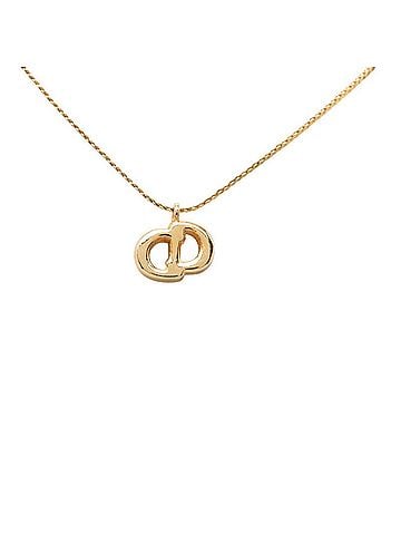 Christian Dior Christian Dior Dior CD Logo Pendant Necklace, Gold Rhinestone Plated, GP, Women's. (view 2)
