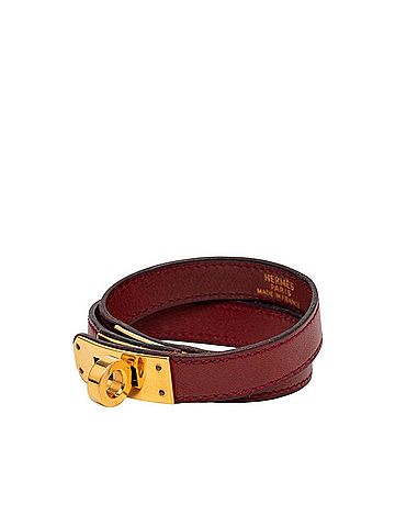 Hermès Hermes Kelly Double Tour Bracelet ?F Wine Red Gold Hardware Leather Women's HERMES (view 2)
