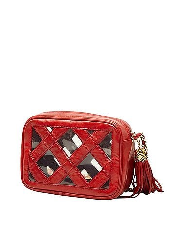 Chanel Chanel Coco Mark Chain Shoulder Bag with Tassel, Red Lambskin, Vinyl, Women's CHANEL (view 2)