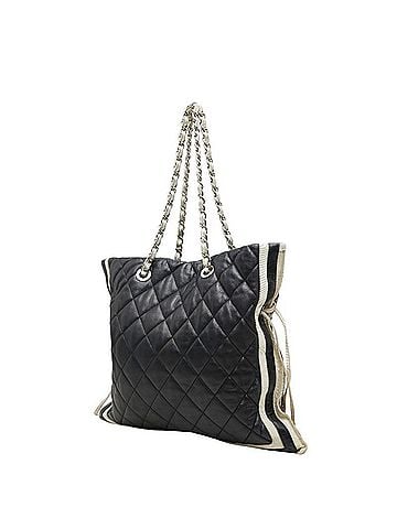 Chanel Chanel Coco Mark Matelassé Chain Shoulder Tote Bag, Navy Lambskin, Women's CHANEL (view 2)