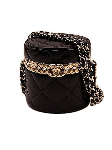 Chanel CHANEL Matelassé Chain Shoulder Bag, Black and Gold Lambskin, Women's Bag (view 1)