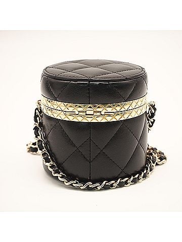 Chanel CHANEL Matelassé Chain Shoulder Bag, Black and Gold Lambskin, Women's Bag (view 2)